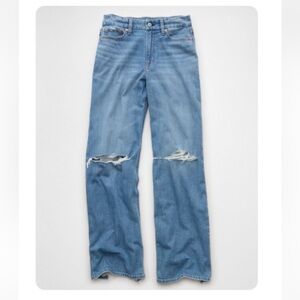 2/$22🌼 AE Dreamy Drape Stretch Curvy Ripped Super High-Waisted Baggy Wide-Leg